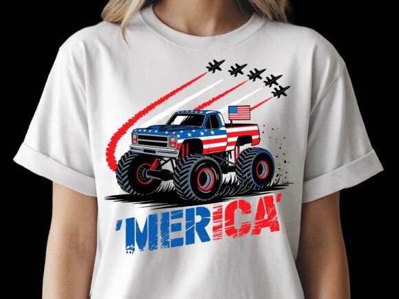4th of July Monster Truck ‘Merica SVG: Graphics & T-Shirt Designs