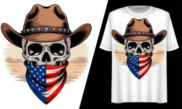 Cowboy Skeleton Patriotic 4th of July Graphics