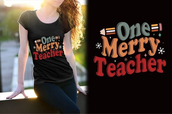 One Merry Teacher Christmas Retro Design