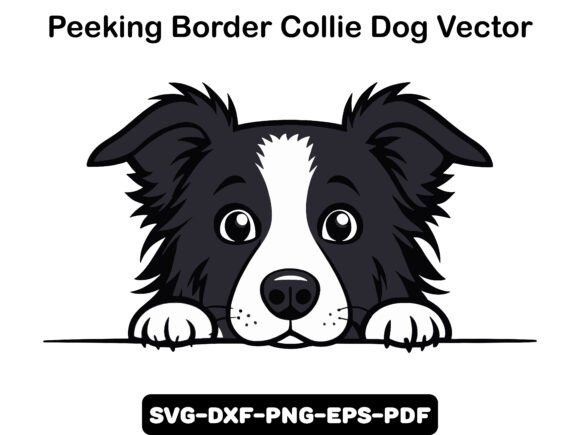 Peeking Border Collie Dog Vector for Graphics and T-Shirt Designs